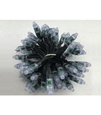 12mm DC12V WS2811 Diffused Thin Digital RGB LED Pixels, 100/strand, 20AWG Black Wire, IP68